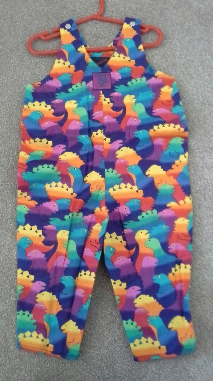  100% Cotton Baby Dungarees Crazy Dinasours 18 months Half Lined