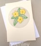 Embroidered Primrose Card. For February Birthday. Mothers Day. Easter! - Image 1