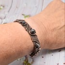 Lavakite and Copper Wire Wrapped and Woven Cuff Style Bracelet