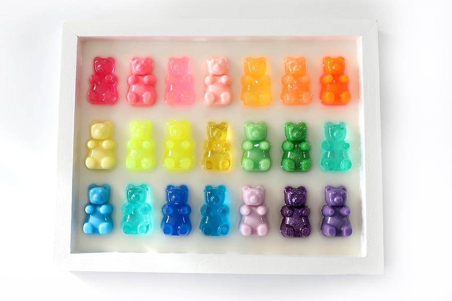 Rainbow Gummy Bears - Bright Resin Art Piece for Home Decoration - Unique Birthd