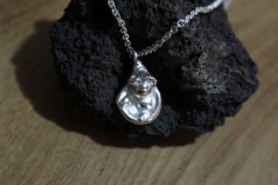 Handmade Recycled Sterling Silver 'Gnome in a Hole' Necklace