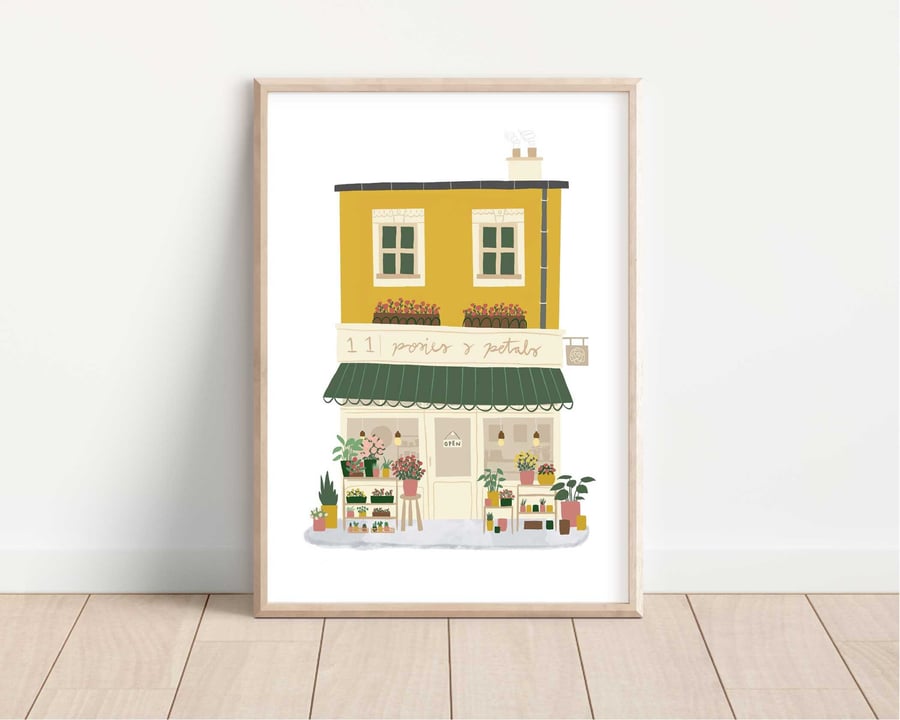 Florist Print Cute Flower Shop Illustration Art A5, A4, A3