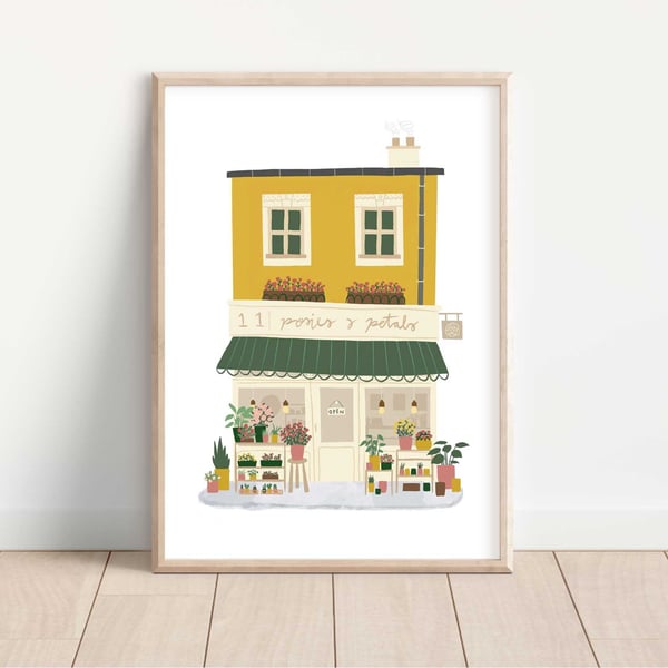 Florist Print Cute Flower Shop Illustration Art A5, A4, A3