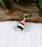 Black Rose Glass Bead Pendant, Sterling Silver & Rhodonite - Chain is Optional - Image 3