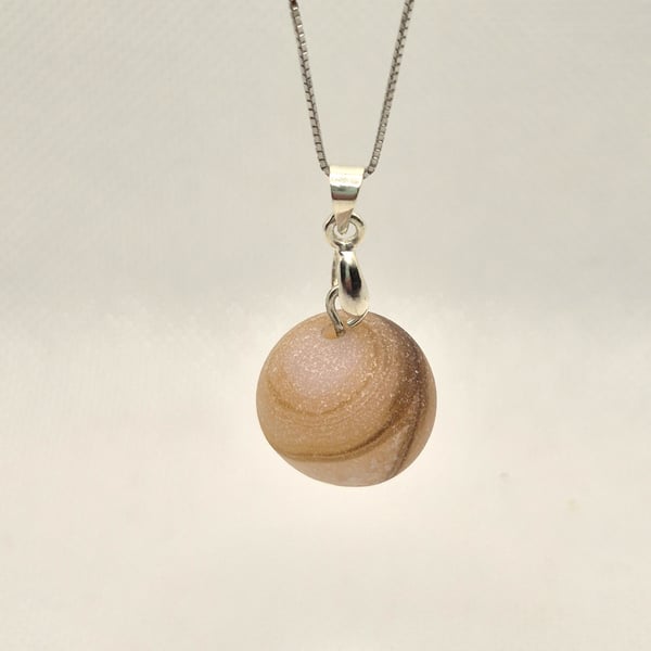 Druzy gemstone bead pendant and 18 inch sterling silver chain
