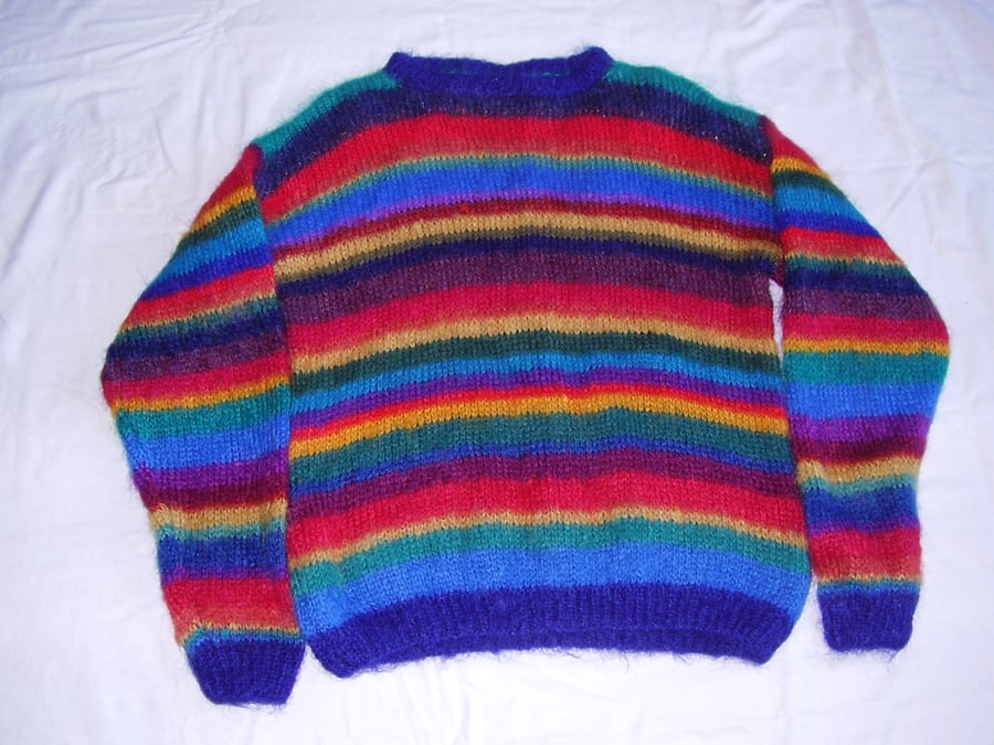 Mohair Jumper in a Unique Rainbow Stripe