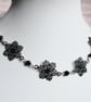 Black Filigree Flower Link Necklace - Image 3