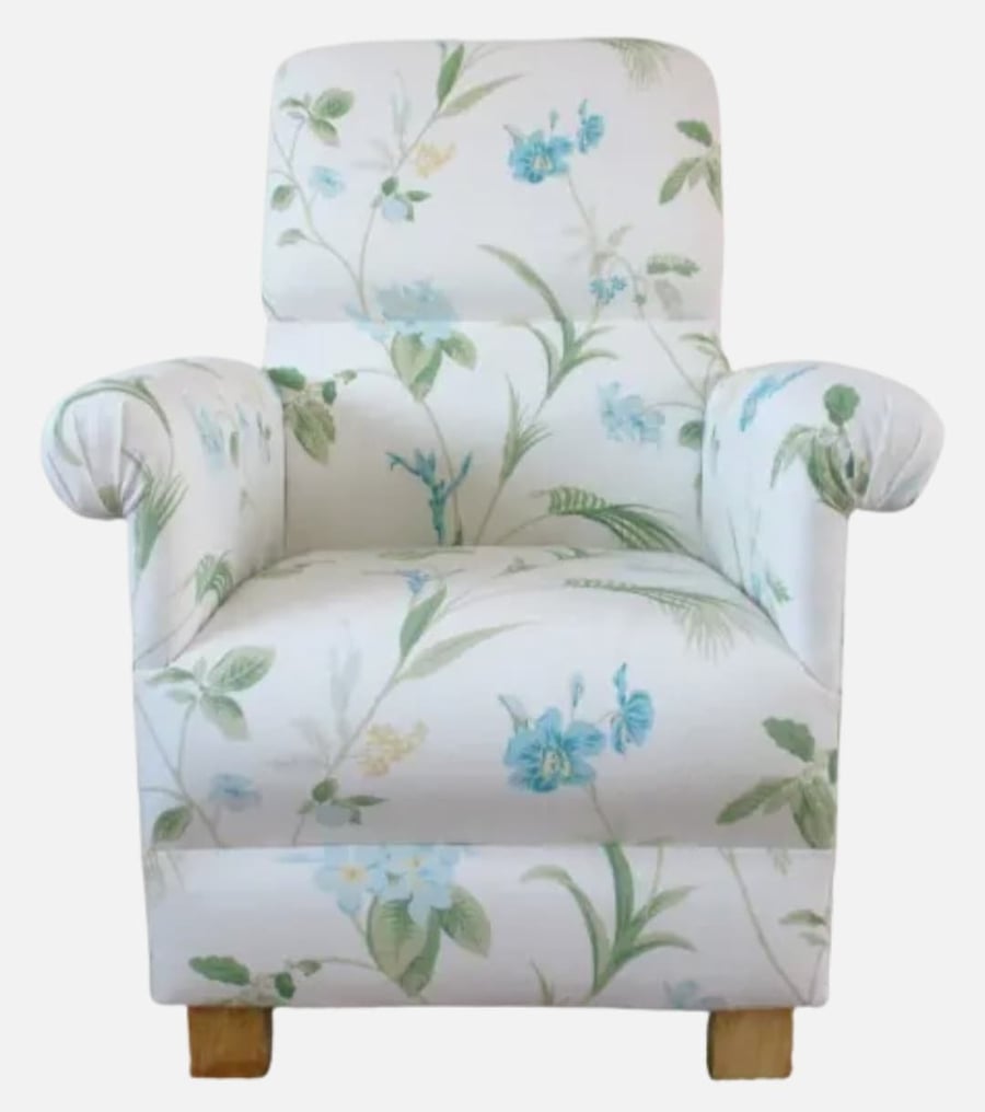 Laura Ashley Orchid Apple Green Floral Linen Fabric Adult Chair Accent Armchair