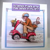 Handmade 3D Humorous Birthday Card, Grandad on mobility scooter