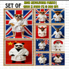 Set of Digital Download Animal Prints with Country Flags – High Resolution Artwo