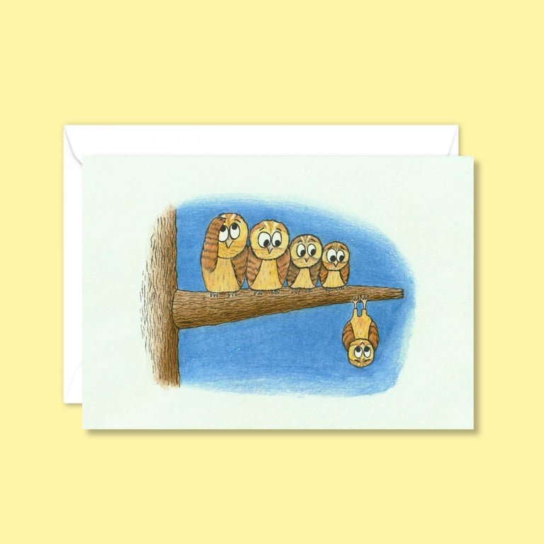 Night Owls Greetings Card: Illustrated Birthday Card for an Animal Lover (206)