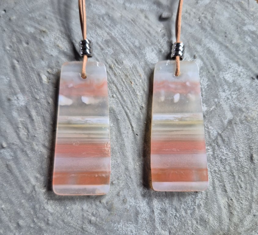 Natural Warring States Agate Trapezoid Pendants