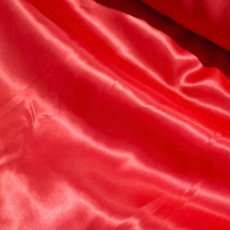 1 Metre Post Box Red Polyester Duchess Satin Fabric 150 cm Wide, Dressmaking Cra