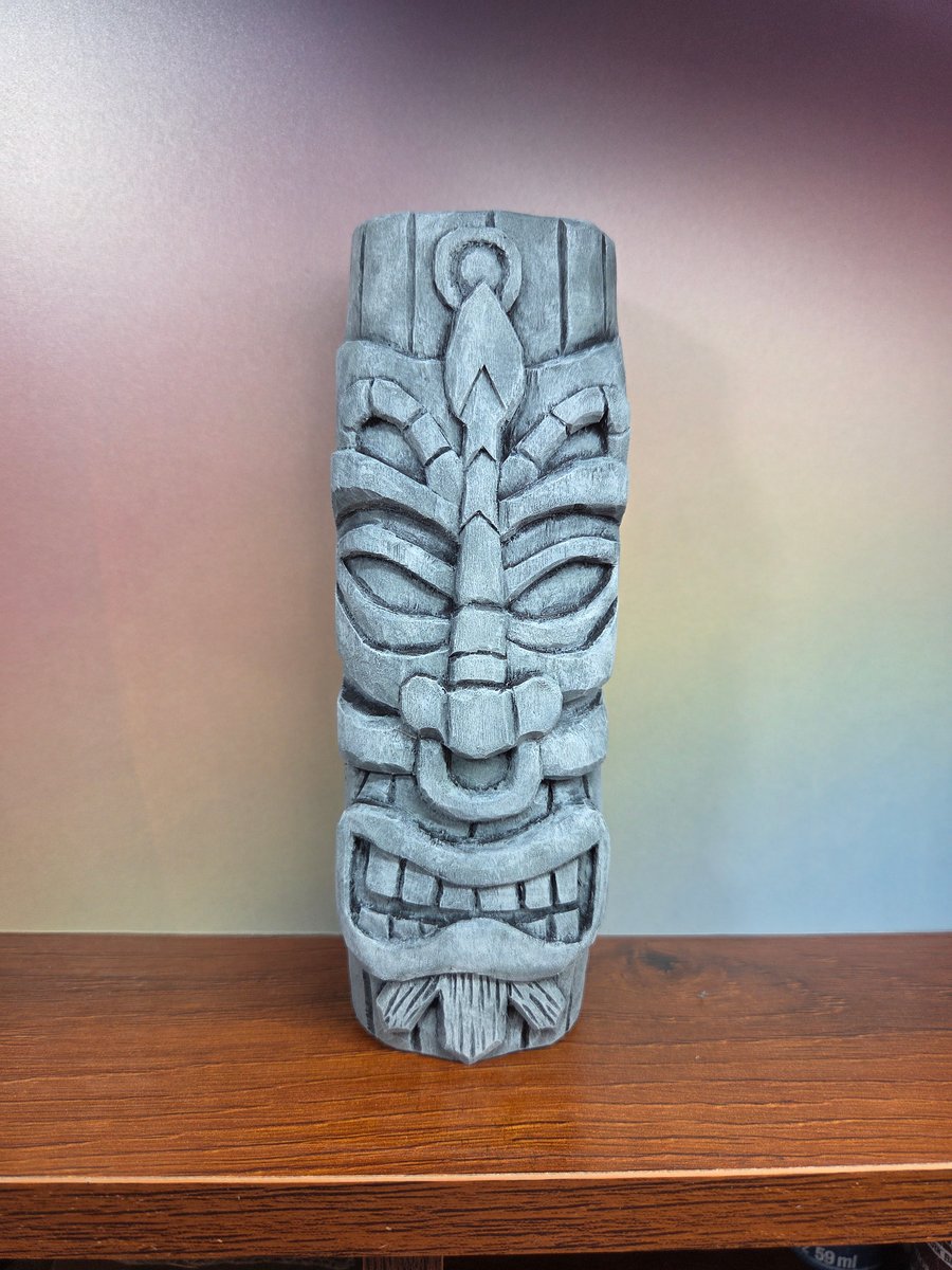 Grey Tiki Statue - Tiki Hawaiian, Tribal Decor