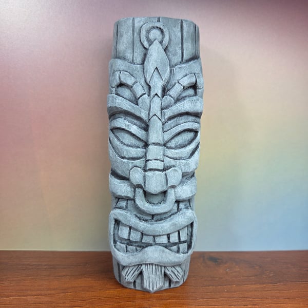 Grey Tiki Statue - Tiki Hawaiian, Tribal Decor