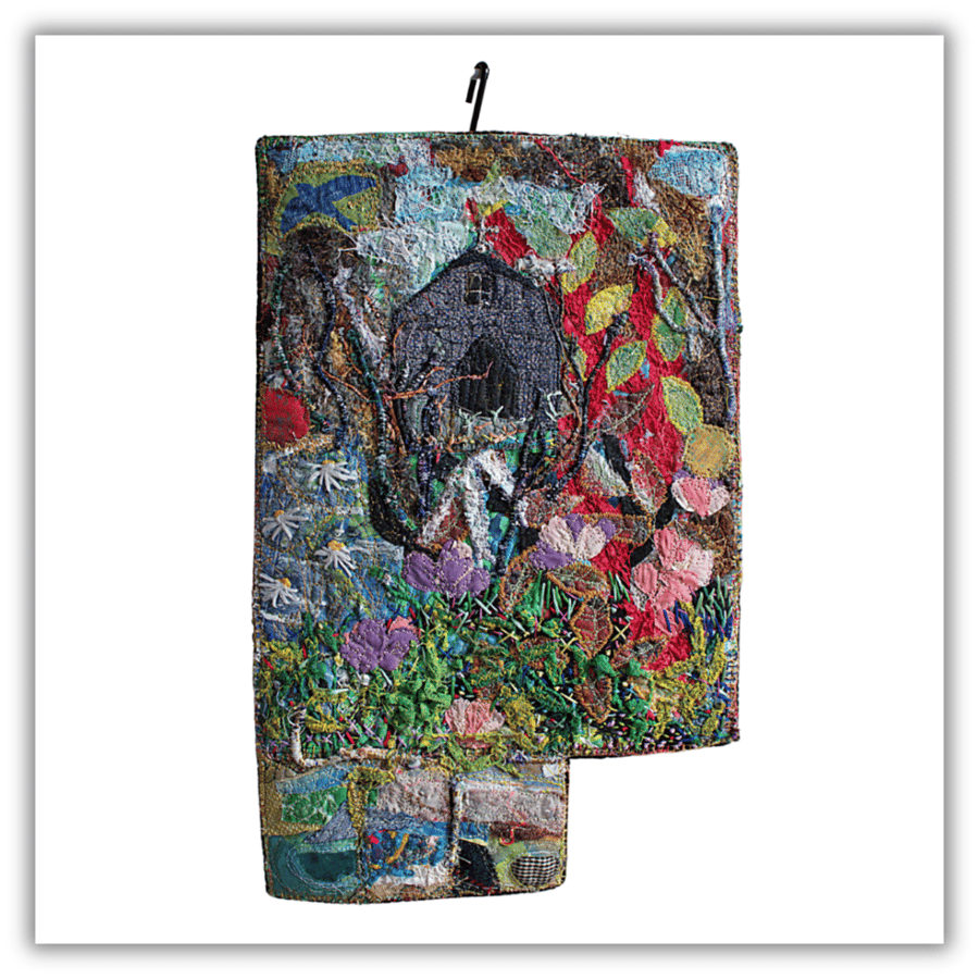 Textile landscape - old building - eco gift - wall hanging - ready to hang