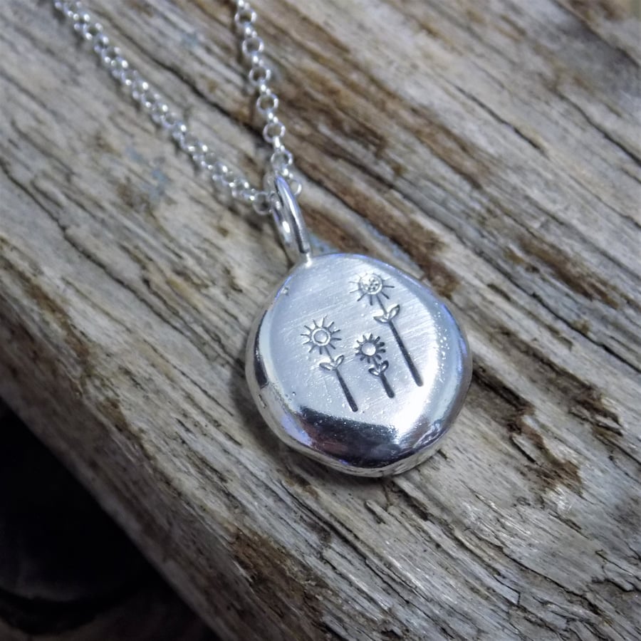 Sterling silver 'springtime' nugget pendant 