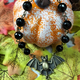 Halloween bat and agate bracelet