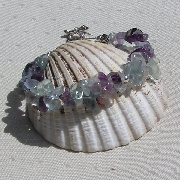 Mixed Coloured Fluorite Crystal Gemstone Chakra Bracelet "Fantasy"