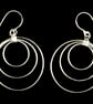 Silver Triple Hooped Drop Earrings - Image 2