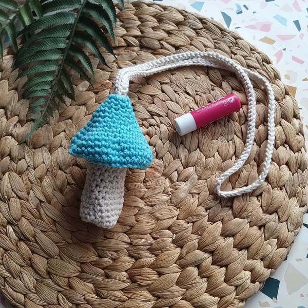 Crochet Mushroom, Toadstool Neck Pouch. Festival, Holiday, Vacation