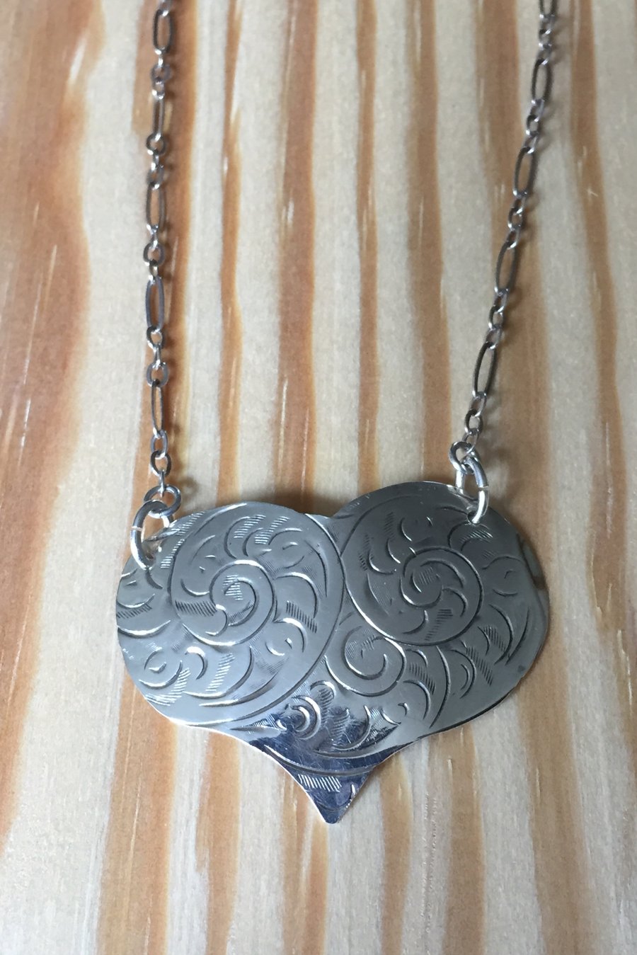 Heart shaped silver necklace