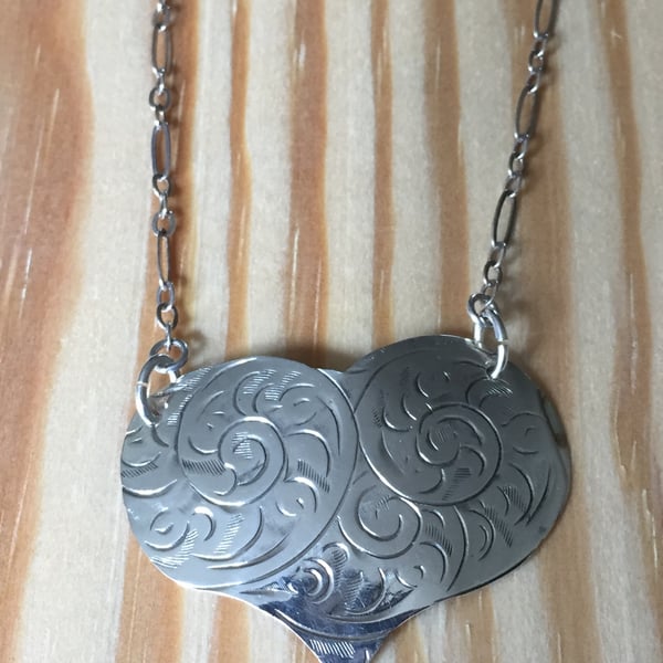 Heart shaped silver necklace