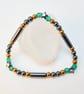 Hematite Star And Emerald Green Glass Bracelet - Handmade In Devon. - Image 5