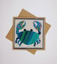 Fabric Collage Crab Greetings Card - Child's Birthday Card - Blank Card