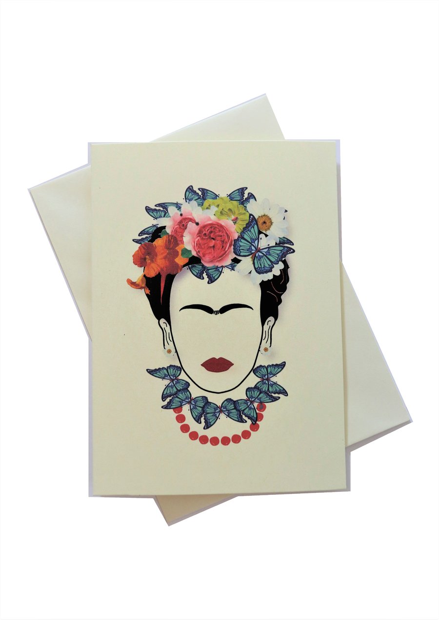 Greeting card - inspired by Butterfly Frida kahlo - can frame for wall art