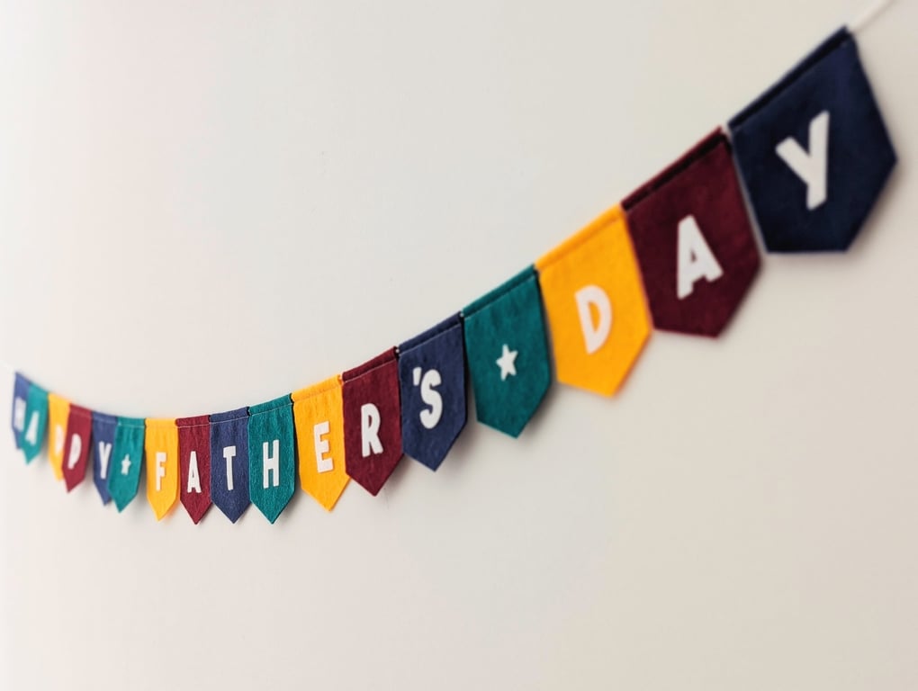 Happy Father's Day Bunting Handmade from Wool Blend Felt