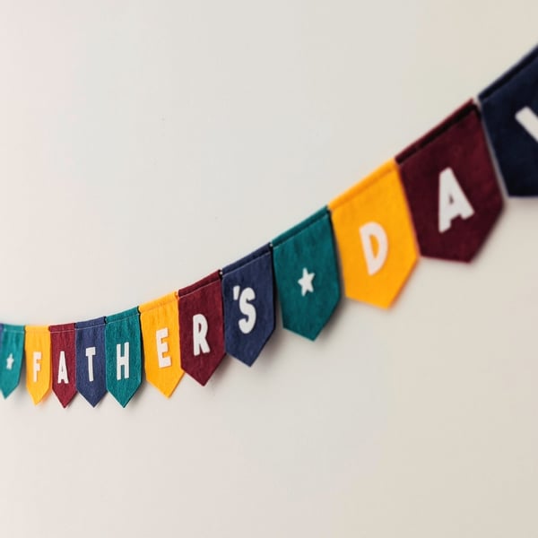 Happy Father's Day Bunting Handmade from Wool Blend Felt