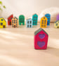 Handmade Mini Clay House - Pink Heart Painted Village Decor