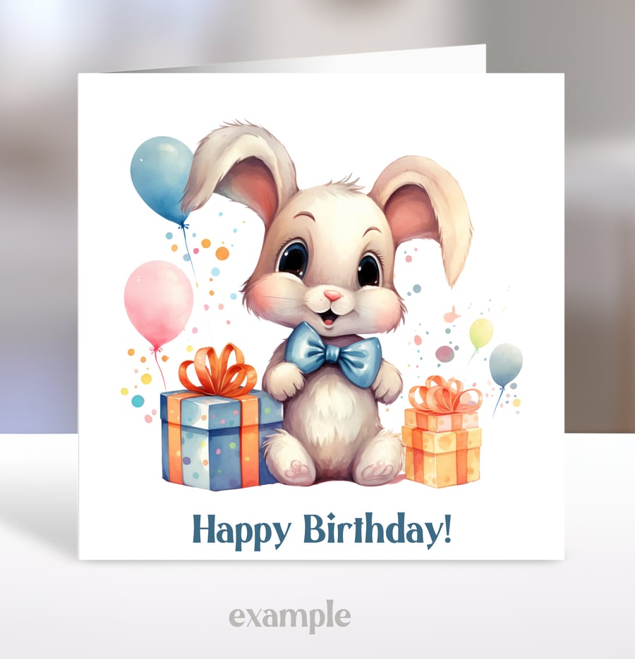 Personalised Cute Rabbit Children's Birthday Card 