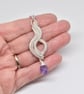 Wire Woven Purple Amethyst and Silver filled Pendant on a Silver Plated Chain - Image 2