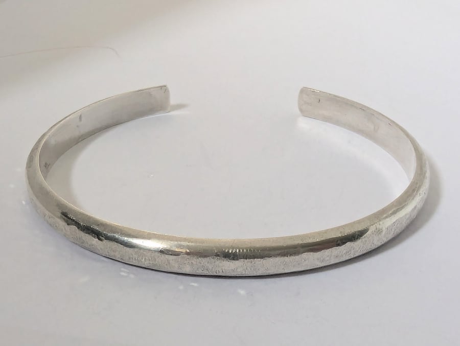 Textured Bangle, Recycled Sterling Silver