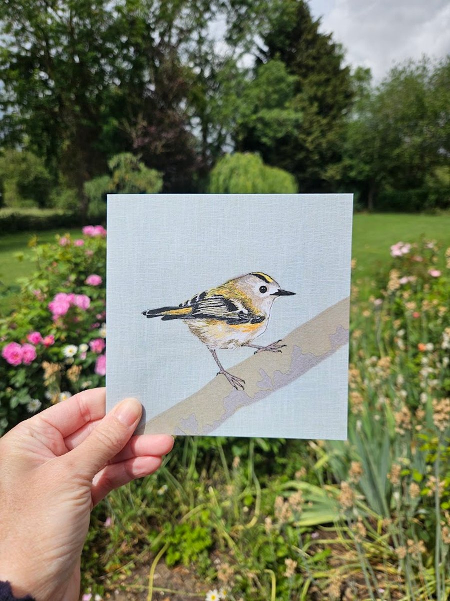 Goldcrest card, blank cards, bird card, bird watcher, British garden birds