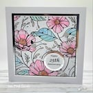 25th Anniversary Card - silver wedding cosmos flowers abstract 