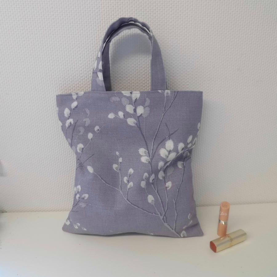 SOLD Tote bag short handles in mauve Laura Ashley fabric