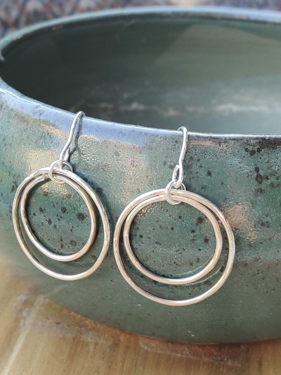 double hoop silver earrings