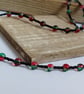 Fuchsia Pink and Green Two-Tone Crackle Bead Single Strand Necklace - Image 4