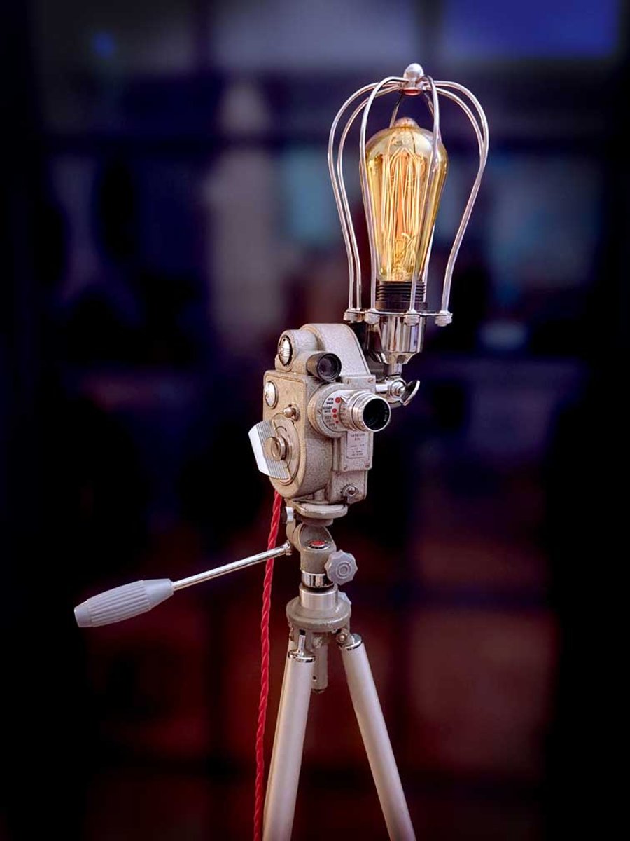 Upcycled Vintage 1940s Revere Movie Camera Tripod Lamp
