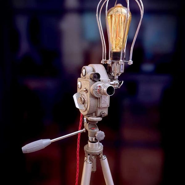 Upcycled Vintage 1940s Revere Movie Camera Tripod Lamp