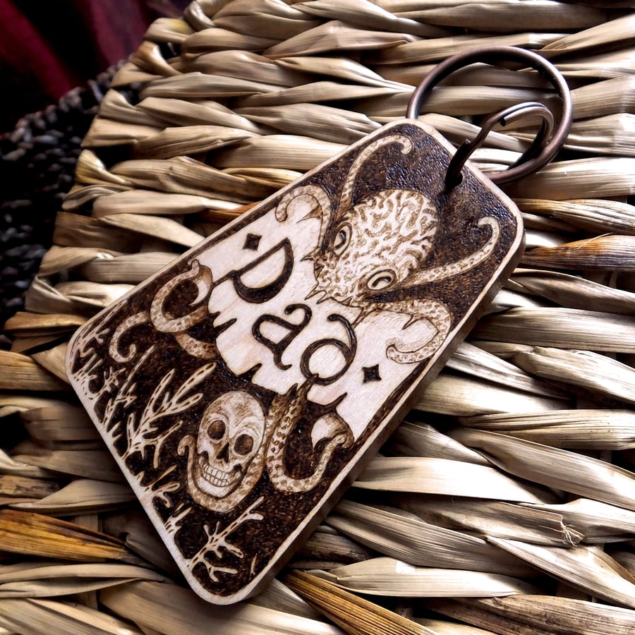 'Dad' Nautical Pyrography Keyring - Customisable