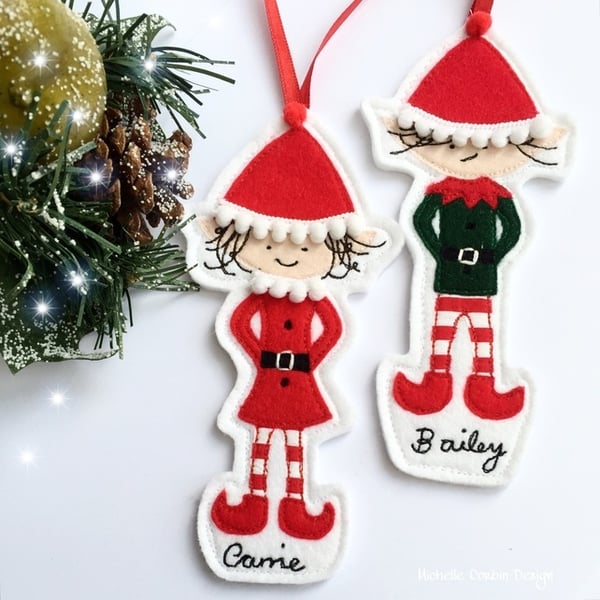 Personalised Elf Decoration