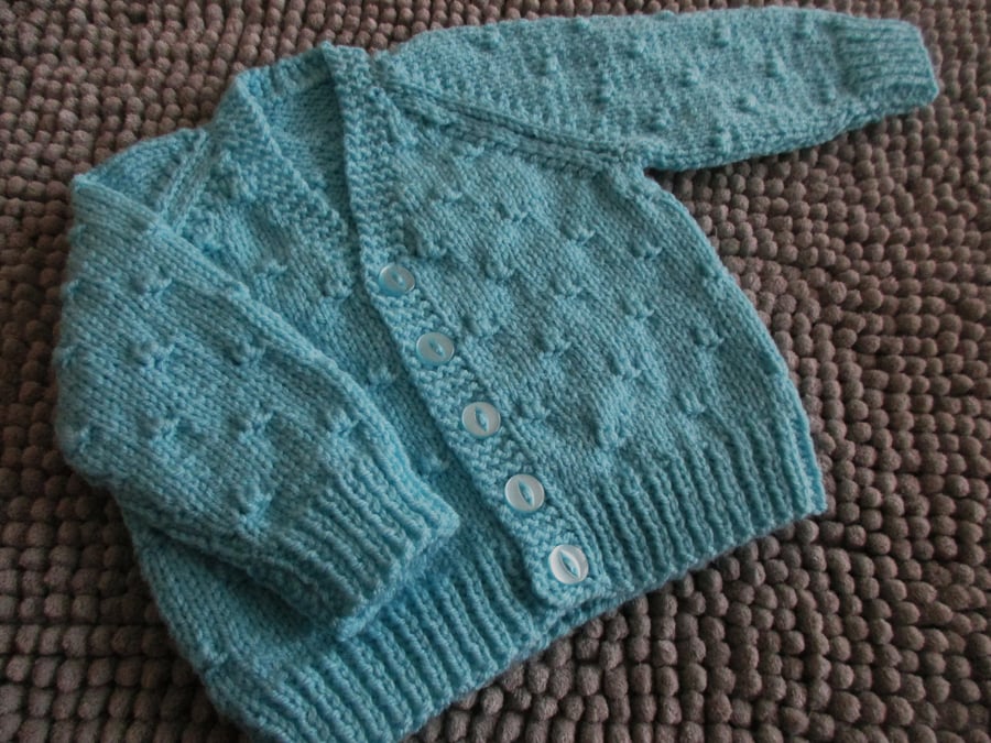 16" Baby Boys Knots V Neck Cardigan (Turquoise)