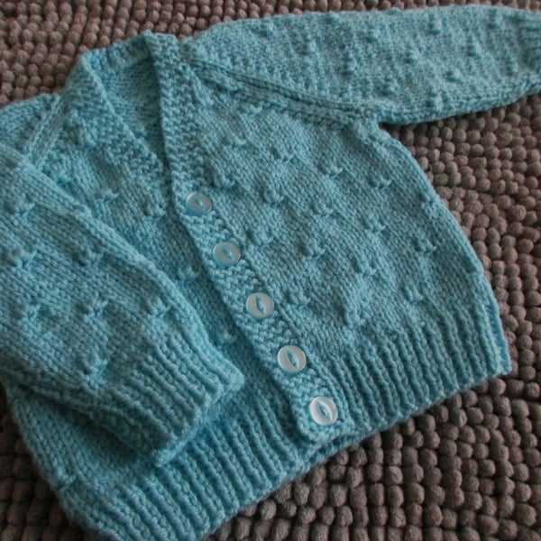 16" Baby Boys Knots V Neck Cardigan (Turquoise)