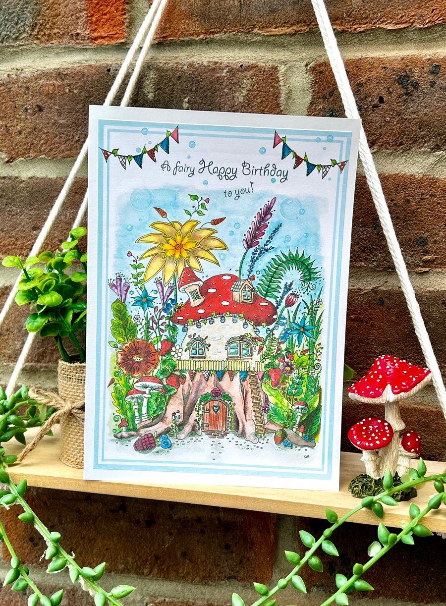 Birthday card ‘Fairy House illustration’