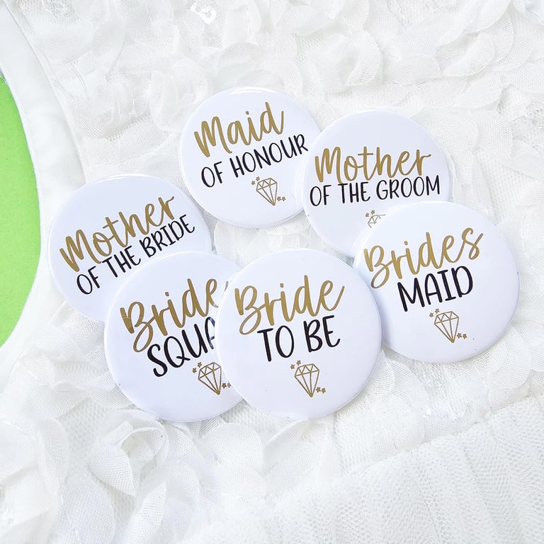 Hen Party Badges: White Bridal Party Badges