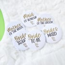 Hen Party Badges: White Bridal Party Badges